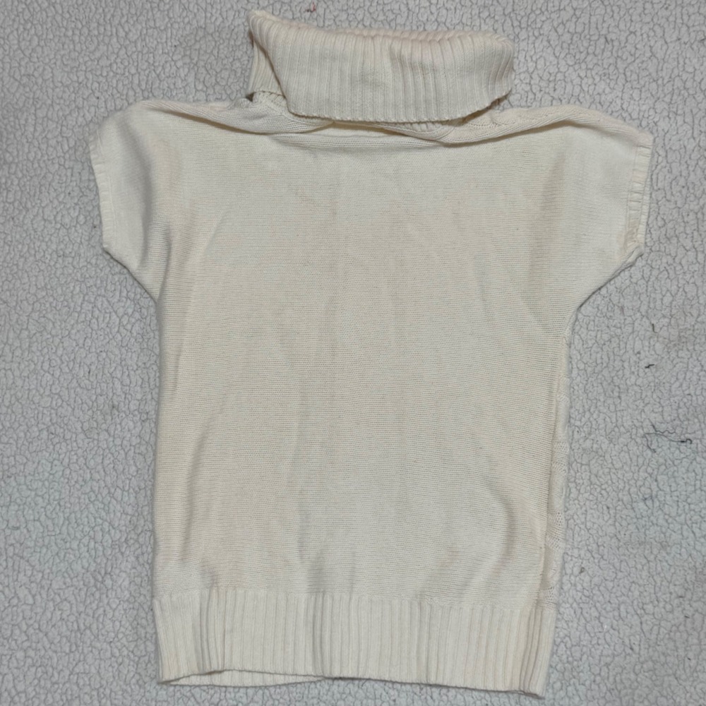 Michael Kors Sweater Vest Womens Medium Cream Cable Knit Horsebit Turtleneck MK